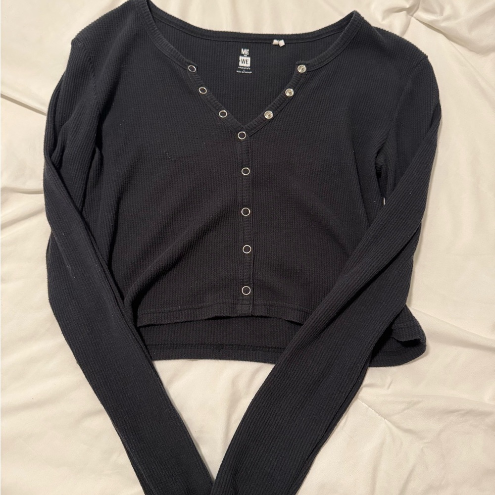 Black Button-Up Women's Top